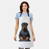 Tablier rottweiler Dog Dj avec platine et casque (Porté)