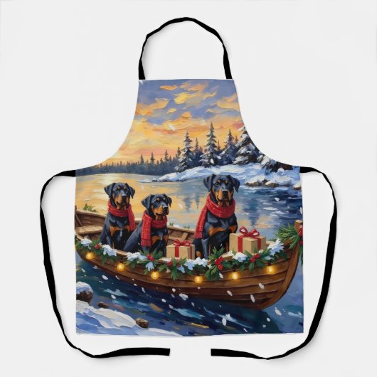 Tablier Rottweiler Noël Bateau Vacances (Recto)