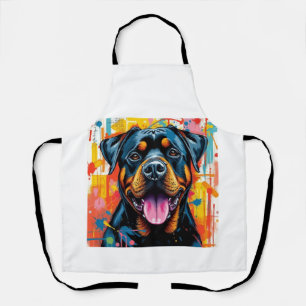 Tablier Rottweiler Pop Art Coloré � Style de Splash Vibran