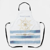 Tablier Roue nautique en or, Bleu Aquarelle (Recto)