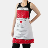 Tablier Rouge à pois blanc avec une recette. (Insitu)