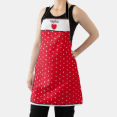 Tablier Rouge à pois blanc avec une recette. (Insitu)