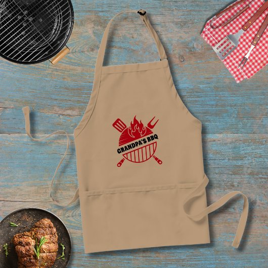 Tablier Rouge BBQ Grill Flame Grillades Ustensiles Avec No
