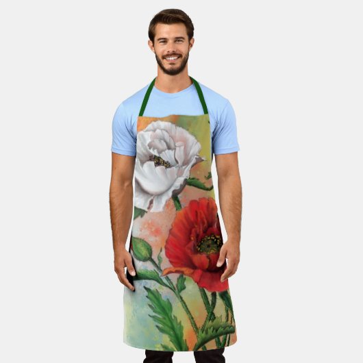 Tablier rouge blanc (Porté)