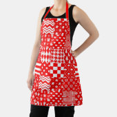 Tablier Rouge blanc Mixte Motif Patchwork Design (Insitu)