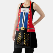 Tablier Rouge Bleu Faux Éclairé Monogramme Personnalisé Nu (Insitu)