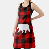 Tablier Rouge Buffalo Plaid & Ours Blanc (Insitu)
