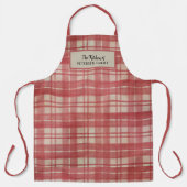 Tablier Rouge buffle plaid famille motif sur mesure (Recto)