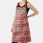 Tablier Rouge buffle plaid famille motif sur mesure (Insitu)