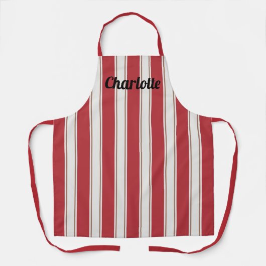 Tablier Rouge Classique, Blanc et Rayures de Souris Mocha (Recto)