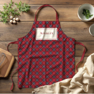 Tablier Rouge classique Navy Tartan écossais de Noël