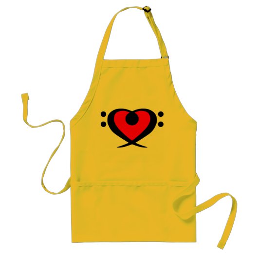 Tablier rouge de coeur de clef basse (Devant)