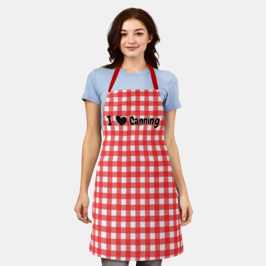 Tablier Rouge En vichy Check Motif I Heart Canning (Porté)