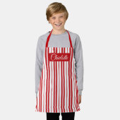 Tablier rouge et blanc de Noël (Porté)