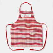 Tablier Rouge et Blanc Gingham Classique | Nom Personnalis (Recto)