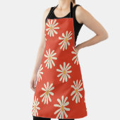 Tablier rouge et moutarde années 1970 super rétro rétro fl (Insitu)