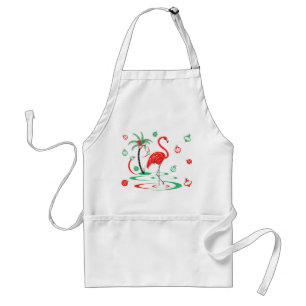 Tablier rouge Flamant rose de Noël Baubles