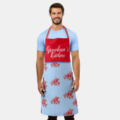 Tablier Rouge Floral Chic Blue Grandmas Cuisine (Porté)