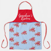 Tablier Rouge Floral Chic Blue Grandmas Cuisine (Recto)