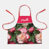 Tablier Rouge Floral et Roses Blanches Rose Kids Kitchen (Recto)
