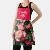 Tablier Rouge Floral et Roses Blanches Rose Mums Cuisine (Insitu)