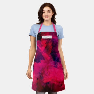 Tablier Rouge foncé et violet Abstrait moderne et audacieu