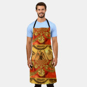 Tablier Rouge Golden Jaune Africain Couleurs traditionnell (Porté)