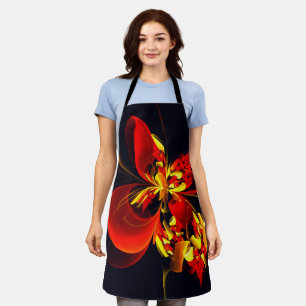 Tablier Rouge Jaune Floral Moderne Résumé Modèle Art #10