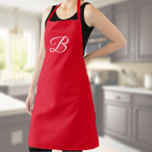 Tablier rouge massif monogrammé
