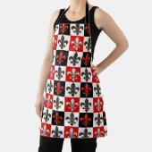 Tablier Rouge Noir Blanc À damiers Fleur de lis Design (Insitu)
