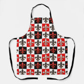 Tablier Rouge Noir Blanc À damiers Fleur de lis Design (Recto)