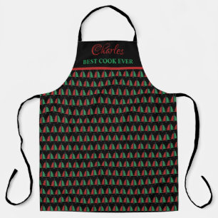 Tablier Rouge noir vert sapin de Noël Motif Kwanzaa