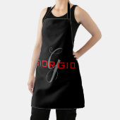 Tablier Rouge noir Votre nom Monogramme initial Moderne (Insitu)