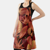 Tablier Rouge or, Motif tropical géométrique. (Insitu)