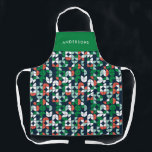 Tablier rouge rouge rouge vert rouge moderne géométrique A<br><div class="desc">conception de tablier cadeau de Noël moderne bleu rouge rétro</div>