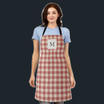 Tablier Rouge rustique En vichy moderne Noël<br><div class="desc">Tablier de Noël rustique avec votre monogramme sur un style vintage en vichy motif.</div>