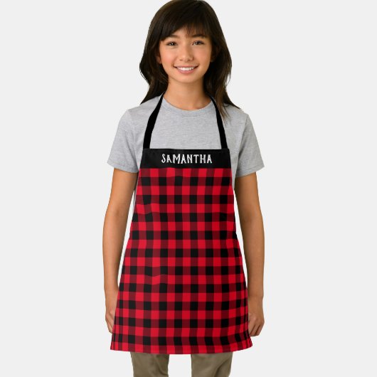 Tablier Rouge Rustique Plaid de Buffalo Personnalisé pour (Insitu)
