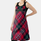 Tablier rouge Tartan avec votre texte (Insitu)