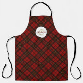 Tablier Rouge tartan Noël plaid hiver motif Monogramme (Recto)