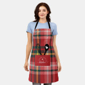 Tablier Rouge Tartan Plaid Faux Poche Cuillère & W (Porté)
