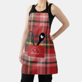 Tablier Rouge Tartan Plaid Faux Poche Cuillère & W (Insitu)