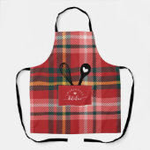 Tablier Rouge Tartan Plaid Faux Poche Cuillère & W (Recto)