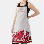 Tablier Rouge Thanksgiving Turquie Floral Apron (Insitu)