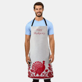 Tablier Rouge Thanksgiving Turquie Floral Apron (Porté)