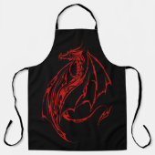 Tablier Rouge Tribal Dragon Noir (Recto)