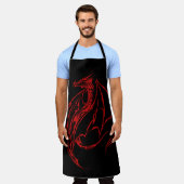 Tablier Rouge Tribal Dragon Noir (Porté)