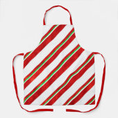 Tablier Rouge Vert blanc Aquarelle Sucre de canne rayures (Recto)