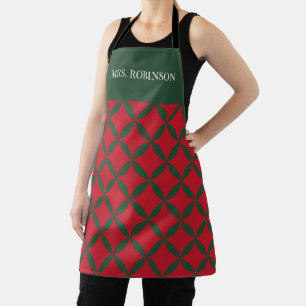 Tablier Rouge Vert Mmilieu du siècle moderne Vacances rétr
