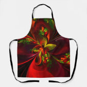 Tablier Rouge vert moderne Floral Abstrait Art Motif #05 (Recto)