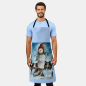 Tablier Rough Collie avec Snowman Christmas (Porté)